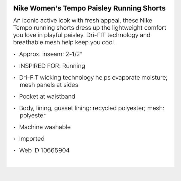 Nike Shorts NWT Tempo Red/Blue Paisley Running Athletic Dri-Fit Women's Small - Picture 8 of 11